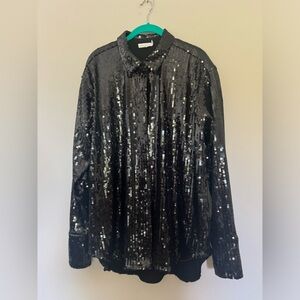 Good American Sequence Button Down Blouse